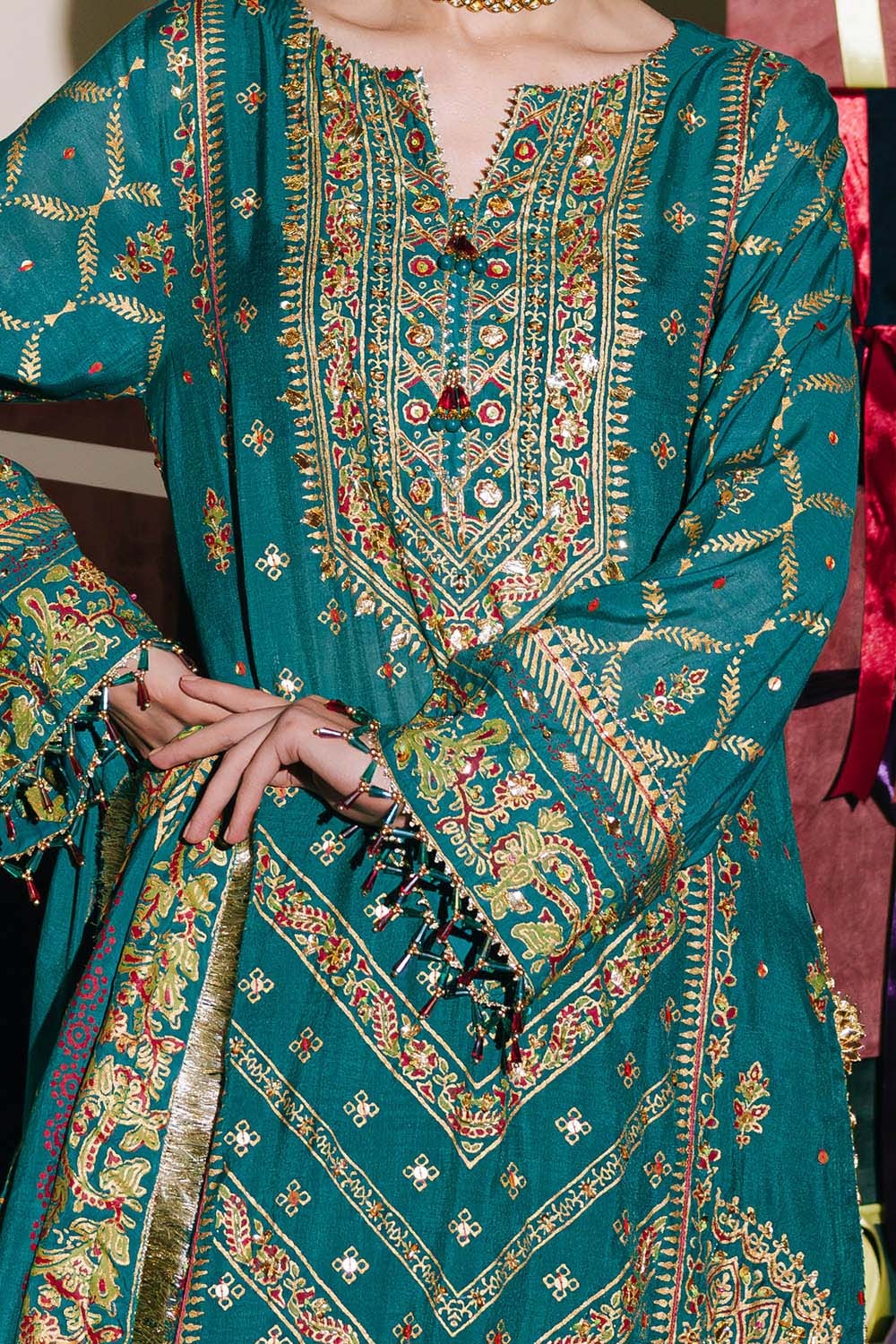 Gul Ahmed | Festive Eid 25 | FE-52096 L Dark Teal Paper Cotton