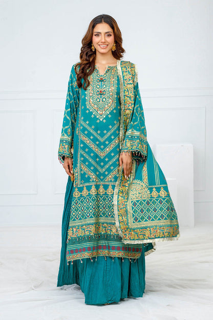Gul Ahmed | Festive Eid 25 | FE-52096 S Dark Teal Paper Cotton
