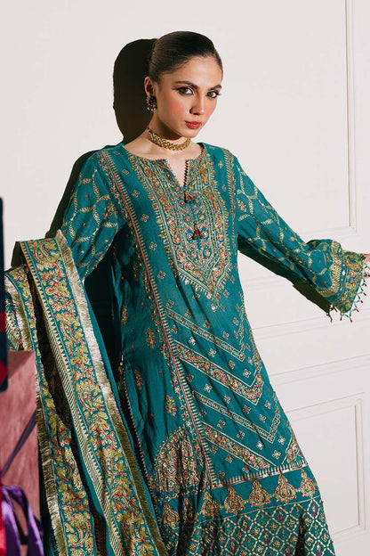 Gul Ahmed | Festive Eid 25 | FE-52096 Custom Size Dark Teal Paper Cotton