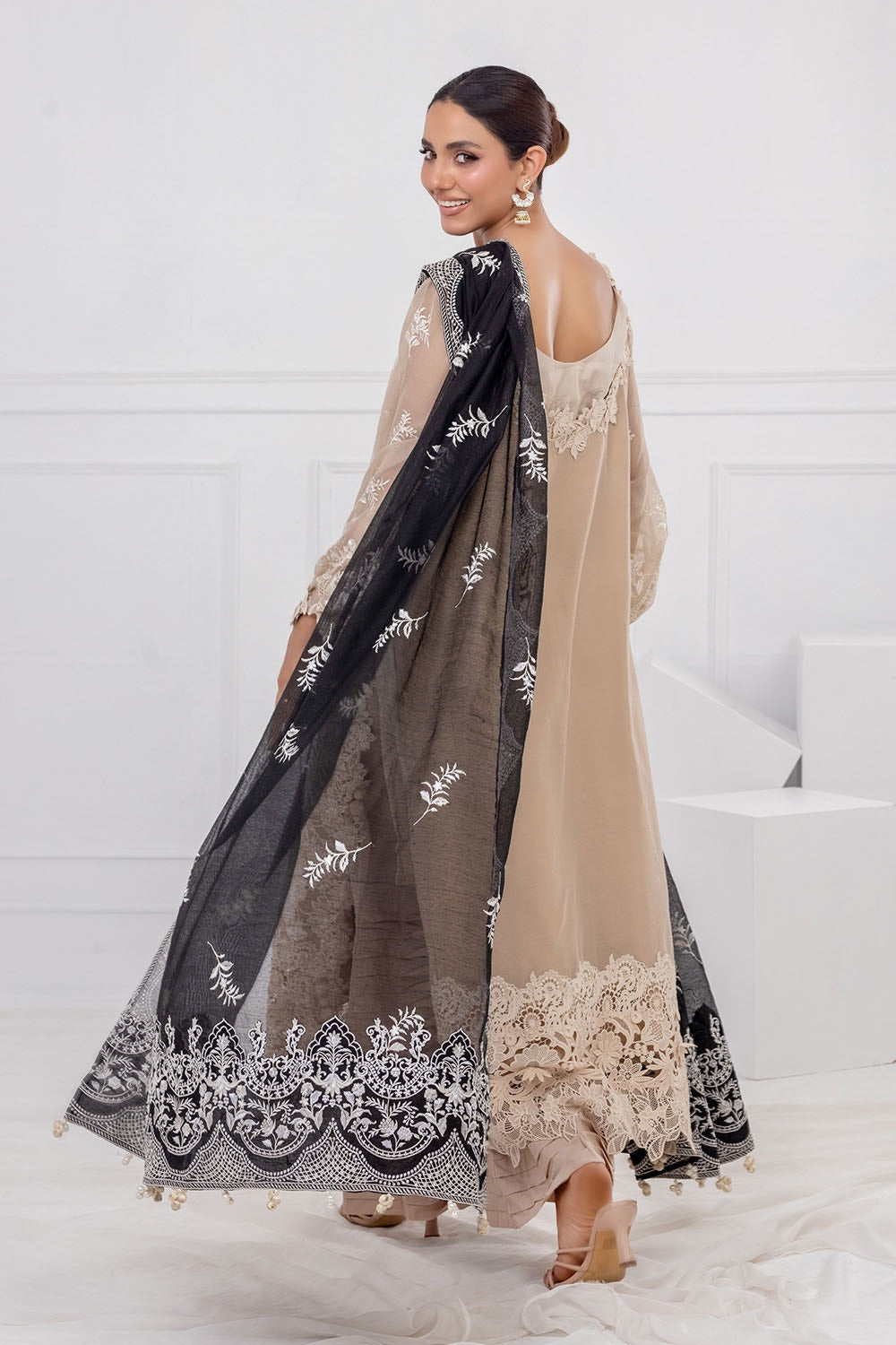 Gul Ahmed | Festive Eid 25 | FE-52099 S Pale Brown Net