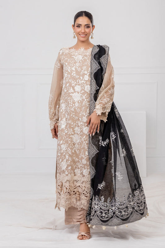 Gul Ahmed | Festive Eid 25 | FE-52099 XS Pale Brown Net