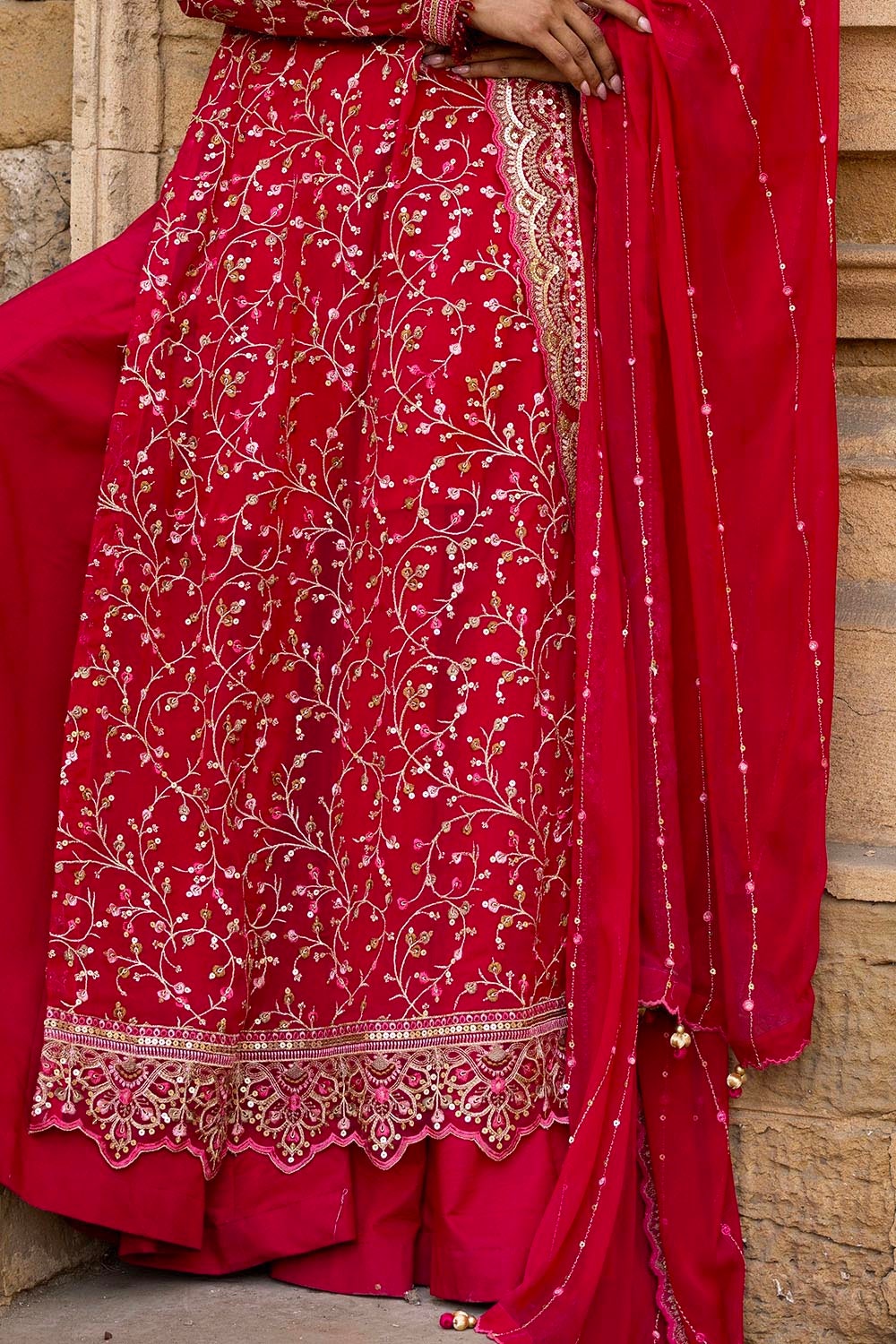 Gul Ahmed | Festive Eid 25 | FE-52131 XL Red Chiffon