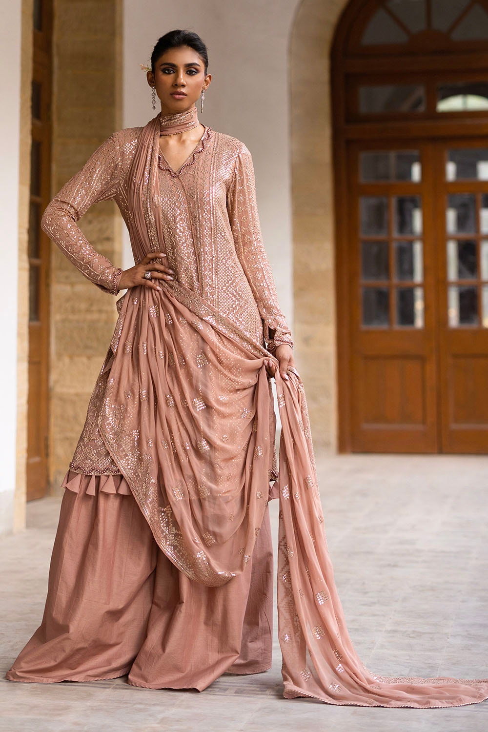 Gul Ahmed | Festive Eid 25 | FE-52132 L Rosy Brown Chiffon