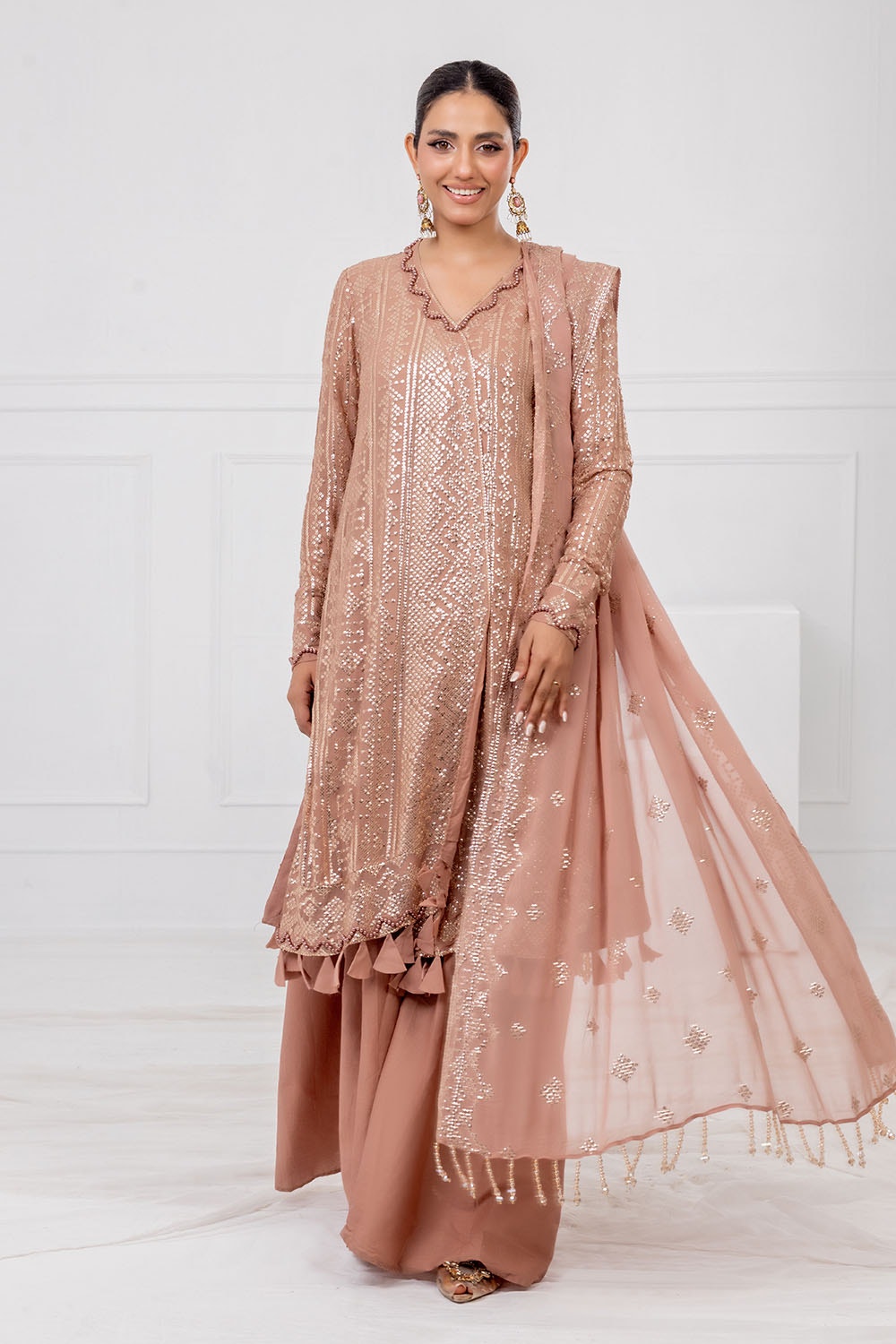 Gul Ahmed | Festive Eid 25 | FE-52132 XS Rosy Brown Chiffon