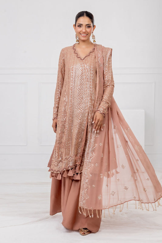 Gul Ahmed | Festive Eid 25 | FE-52132 XS Rosy Brown Chiffon