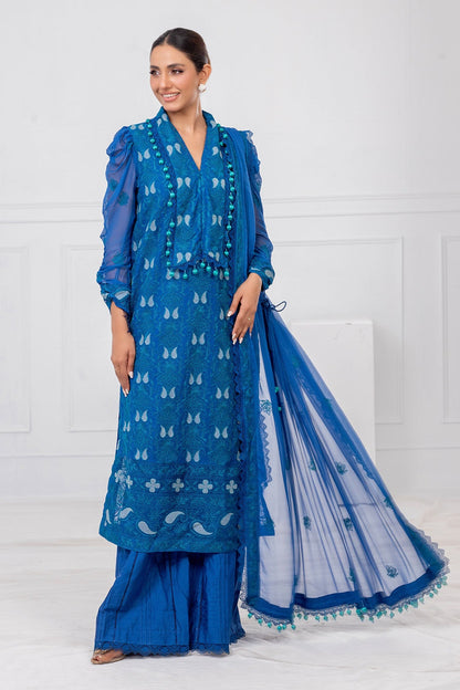 Gul Ahmed | Festive Eid 25 | FE-52143 XS Cobalt Blue Chiffon
