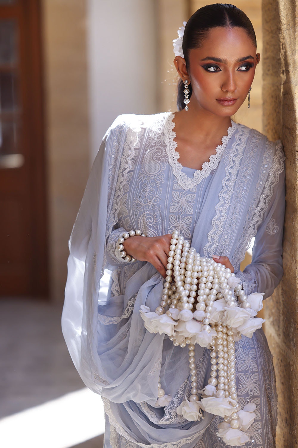 Gul Ahmed | Festive Eid 25 | FE-52149 XL Pastel Blue Chiffon