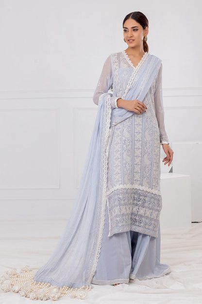 Gul Ahmed | Festive Eid 25 | FE-52149 XS Pastel Blue Chiffon