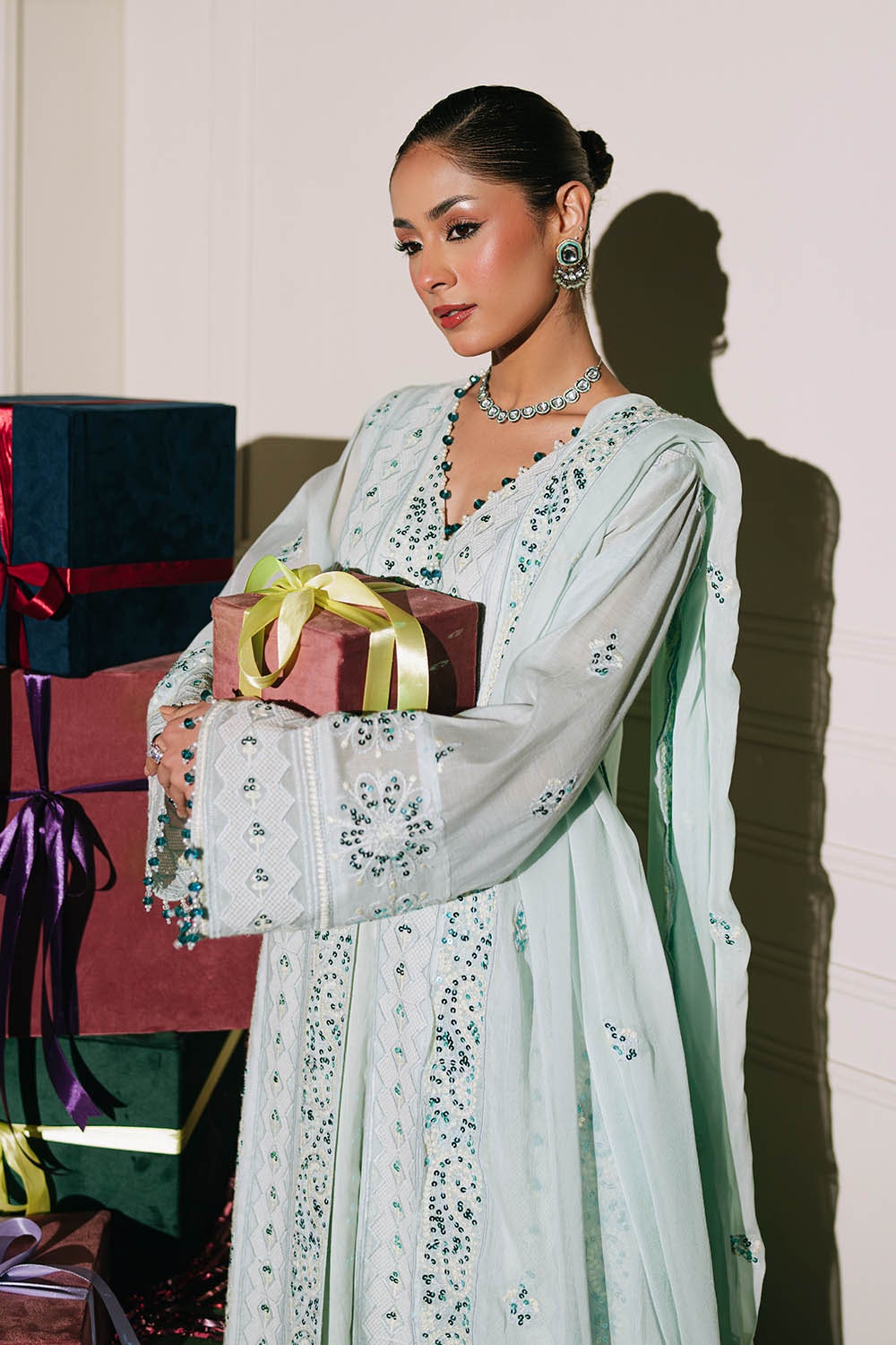 Gul Ahmed | Festive Eid 25 | FE-52153 XL Ice Blue Paper Cotton