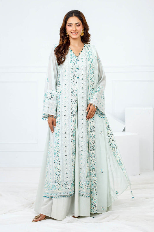 Gul Ahmed | Festive Eid 25 | FE-52153 XS Ice Blue Paper Cotton