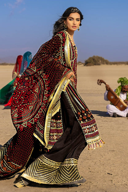 Gul Ahmed | Chunri Lawn 25 | BM-52011 L Black Chiffon