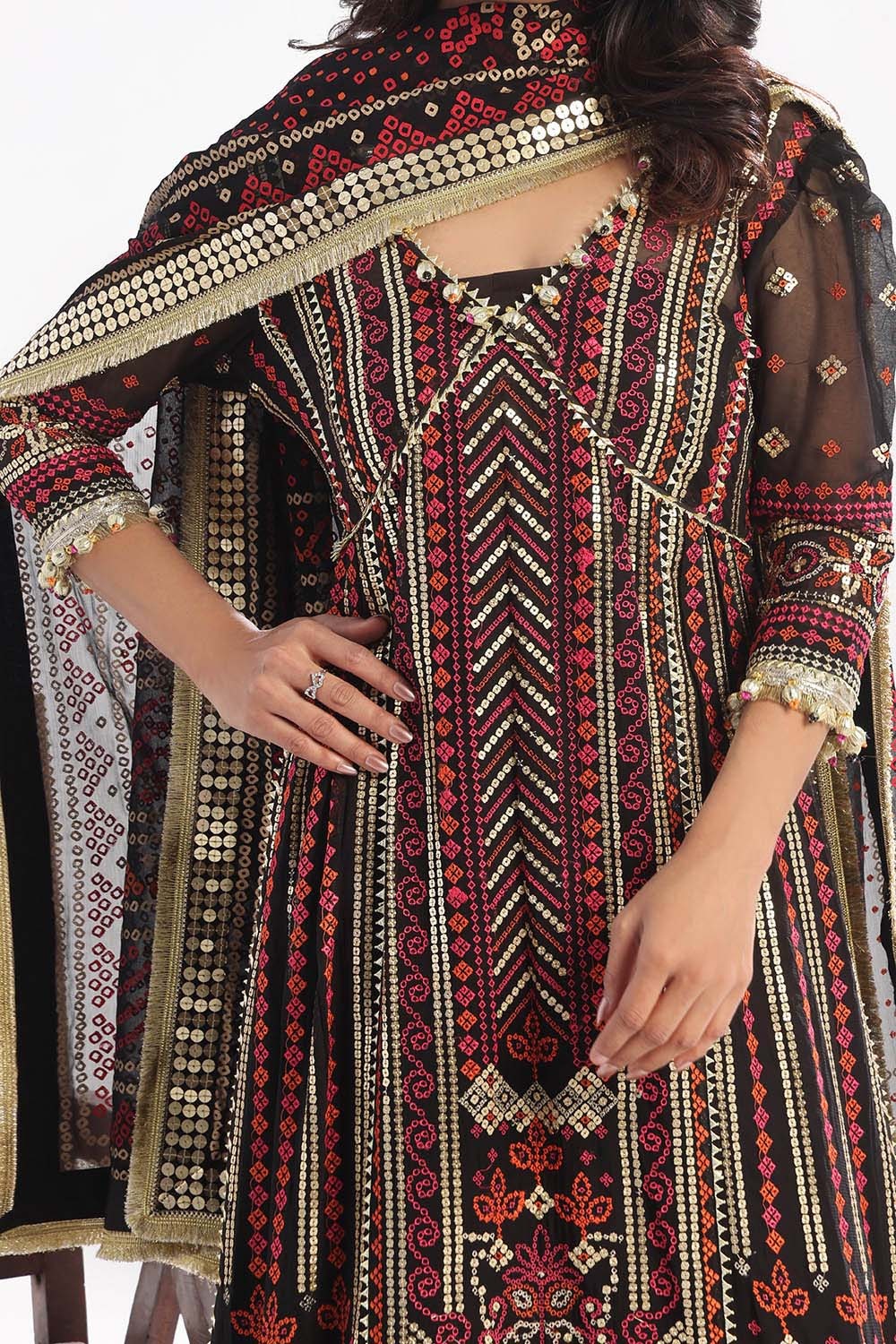Gul Ahmed | Chunri Lawn 25 | BM-52011 M Black Chiffon