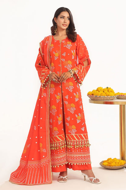 Gul Ahmed | Chunri Lawn 25 | CL-52177 B XS Pinkish Orange Lawn