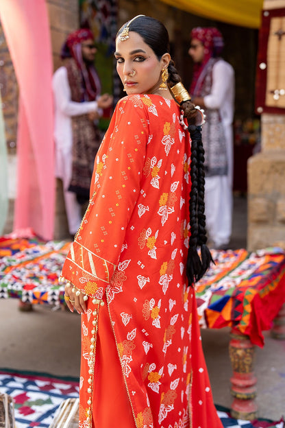 Gul Ahmed | Chunri Lawn 25 | CL-52177 B L Pinkish Orange Lawn