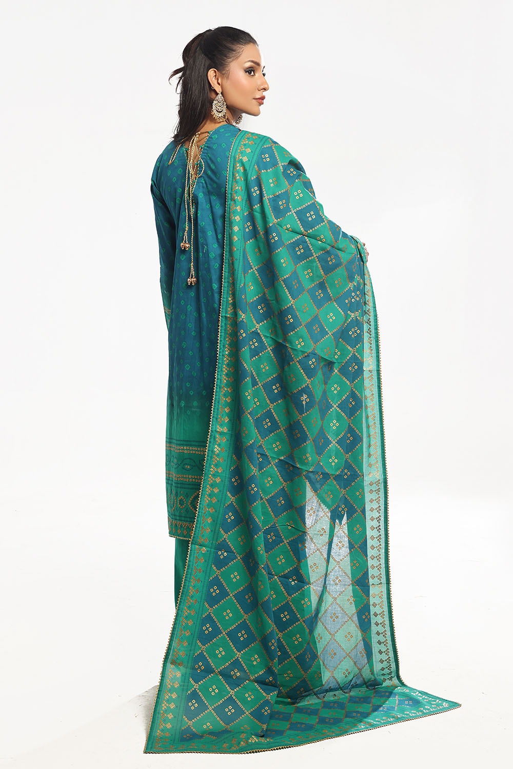 Gul Ahmed | Chunri Lawn 25 | CL-52410 A S Sea Green Lawn