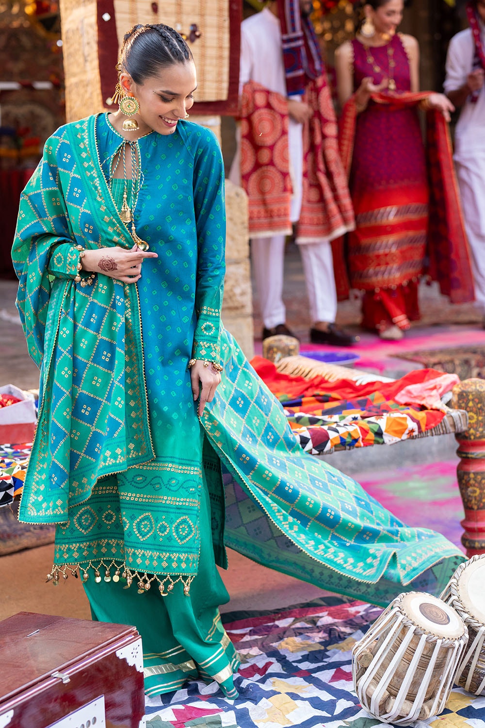 Gul Ahmed | Chunri Lawn 25 | CL-52410 A L Sea Green Lawn