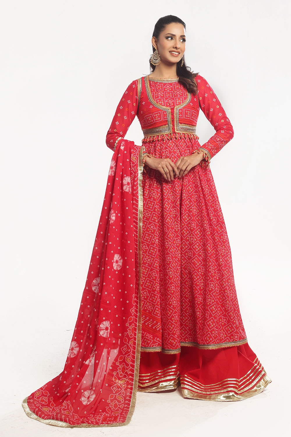 Gul Ahmed | Chunri Lawn 25 | CL-52484 B XS Carrot Pink Lawn