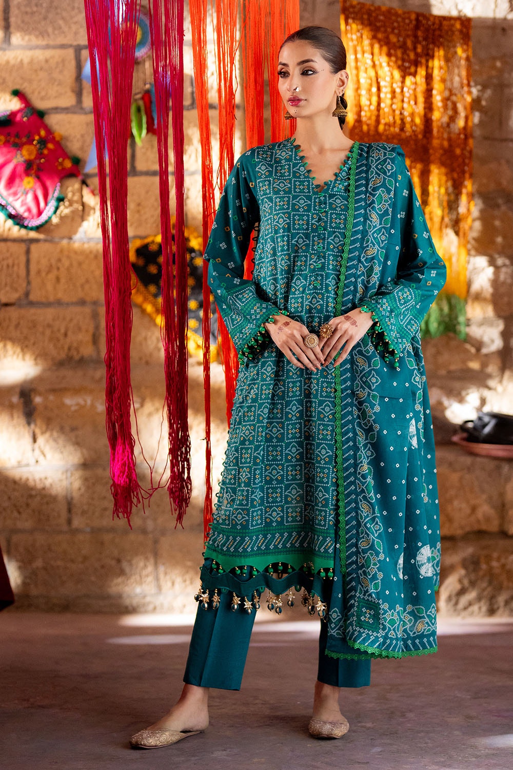 Gul Ahmed | Chunri Lawn 25 | CL-52484 A XL Sea Green Lawn