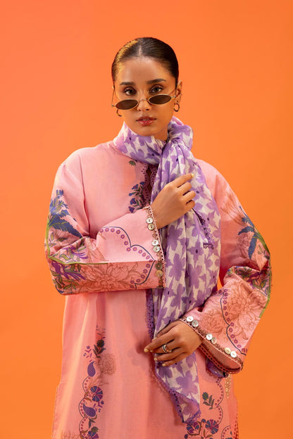 Sana Safinaz | Mahay Summer 25 | 001B M Salmon Pink Lawn