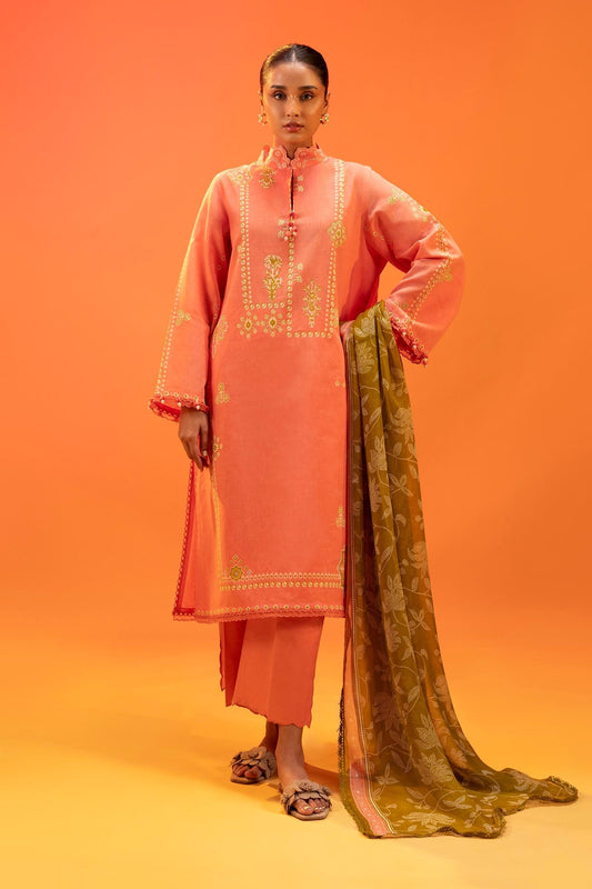 Sana Safinaz | Mahay Summer 25 | 003A XS Peach Lawn