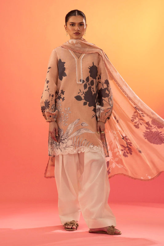 Sana Safinaz | Mahay Summer 25 | 004A XS Pale Peach Lawn