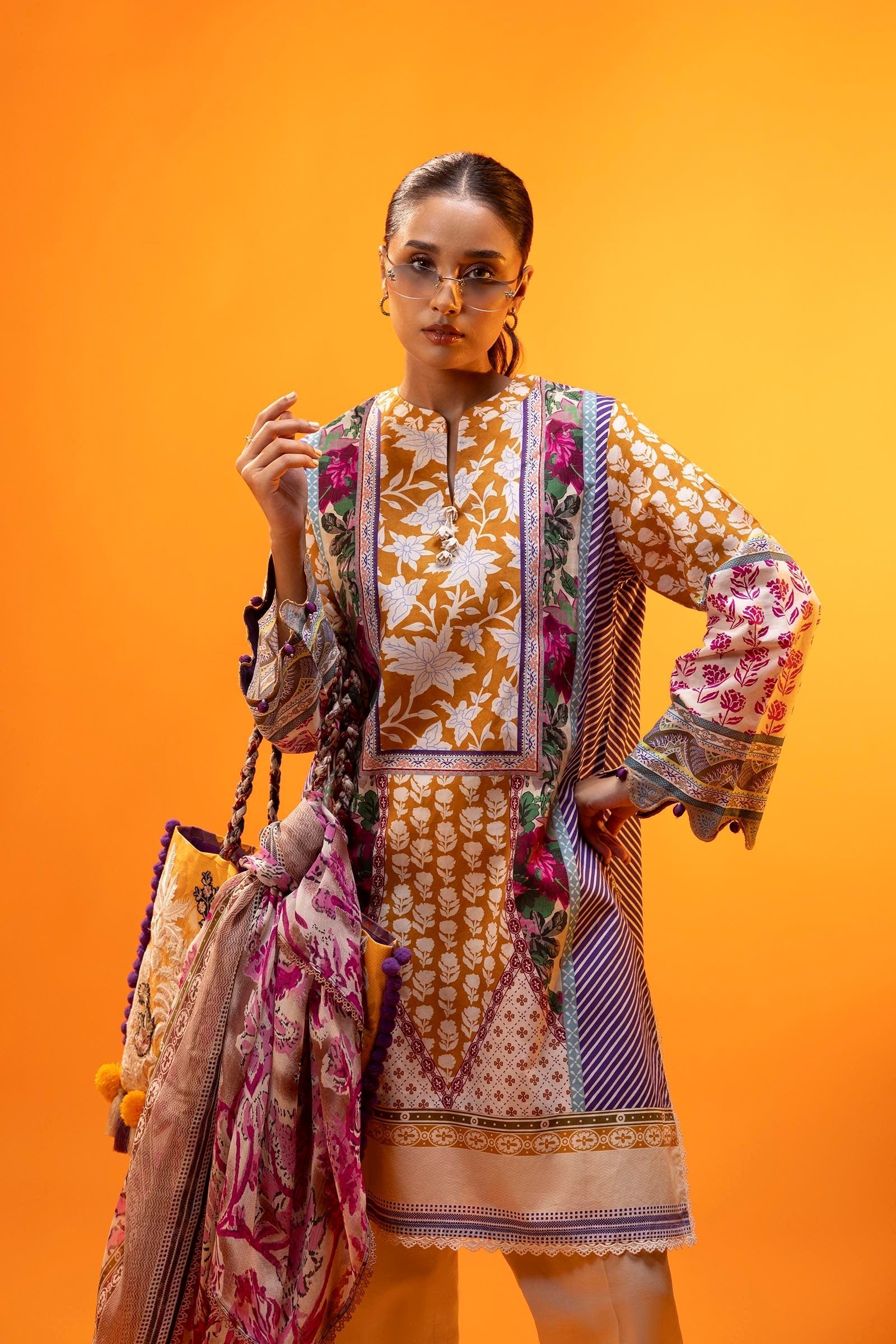 Sana Safinaz | Mahay Summer 25 | 006B M Mustard Lawn