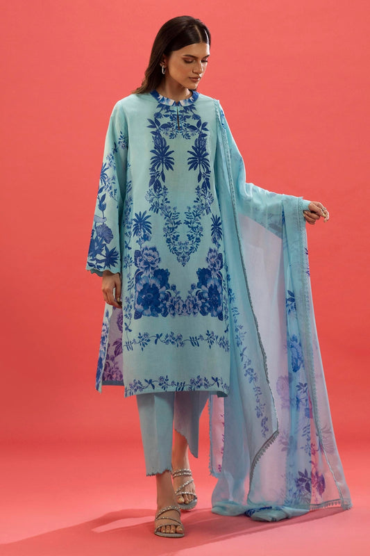 Sana Safinaz | Mahay Summer 25 | 007A XS Ice Blue Lawn