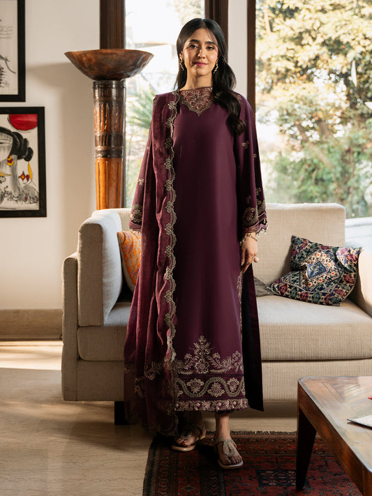 Izel | Mahveen Festive Lawn 25 | HANA XS Dark Plum Lawn