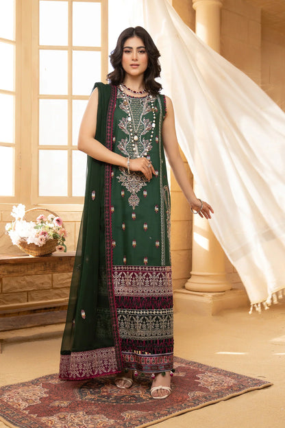 Hemstitch | Summer Luxury Lawn 24 | Bottle Green - Pakistani Designer Dress - by Hemstitch | Type: Luxury - 100% Original at Saira Sultan