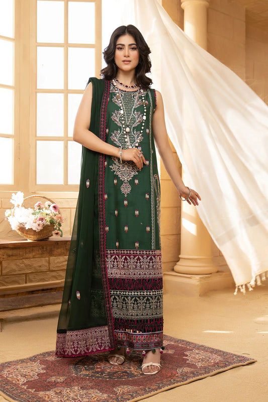 Hemstitch | Summer Luxury Lawn 24 | Bottle Green - Pakistani Designer Dress - by Hemstitch | Type: Luxury - 100% Original at Saira Sultan