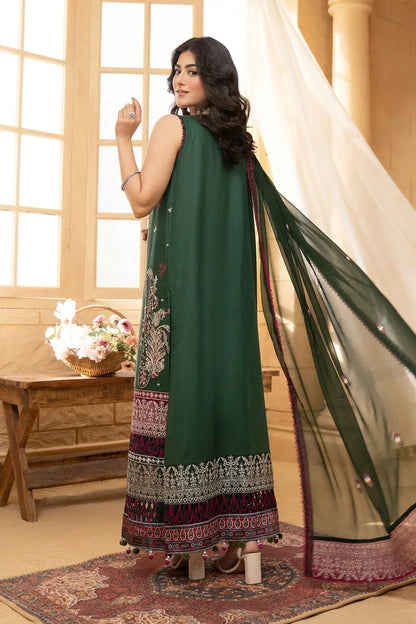 Hemstitch | Summer Luxury Lawn 24 | Bottle Green - Pakistani Designer Dress - by Hemstitch | Type: Luxury - 100% Original at Saira Sultan