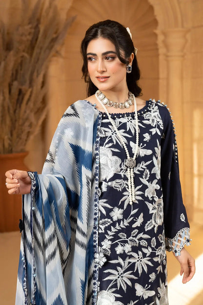 Hemstitch | Summer Luxury Lawn 24 | Ice Blue - Pakistani Designer Dress - by Hemstitch | Type: Luxury - 100% Original at Saira Sultan