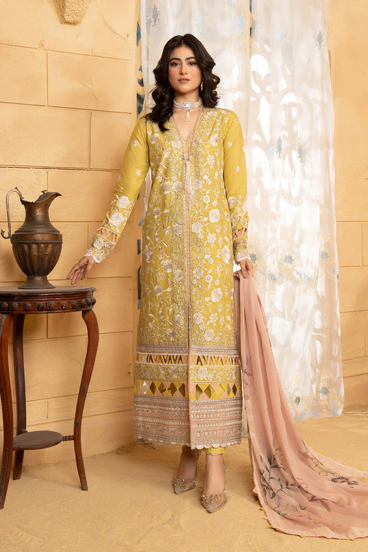 Hemstitch | Summer Luxury Lawn 24 | Lime - Pakistani Designer Dress - by Hemstitch | Type: Luxury - 100% Original at Saira Sultan