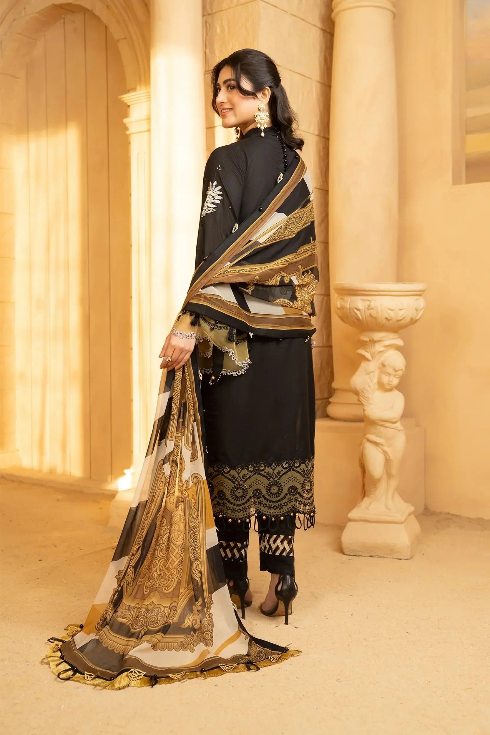 Hemstitch | Summer Luxury Lawn 24 | Cocoa - Pakistani Designer Dress - by Hemstitch | Type: Luxury - 100% Original at Saira Sultan