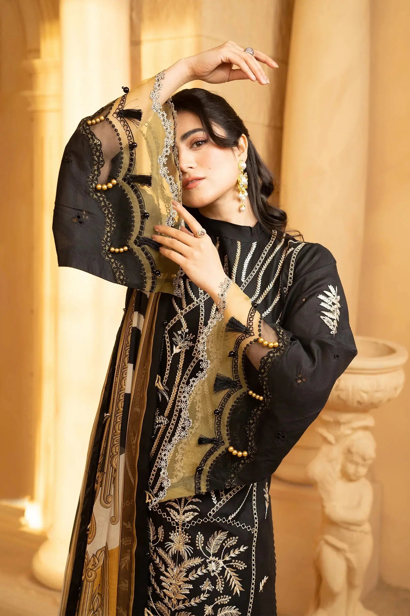 Hemstitch | Summer Luxury Lawn 24 | Cocoa - Pakistani Designer Dress - by Hemstitch | Type: Luxury - 100% Original at Saira Sultan
