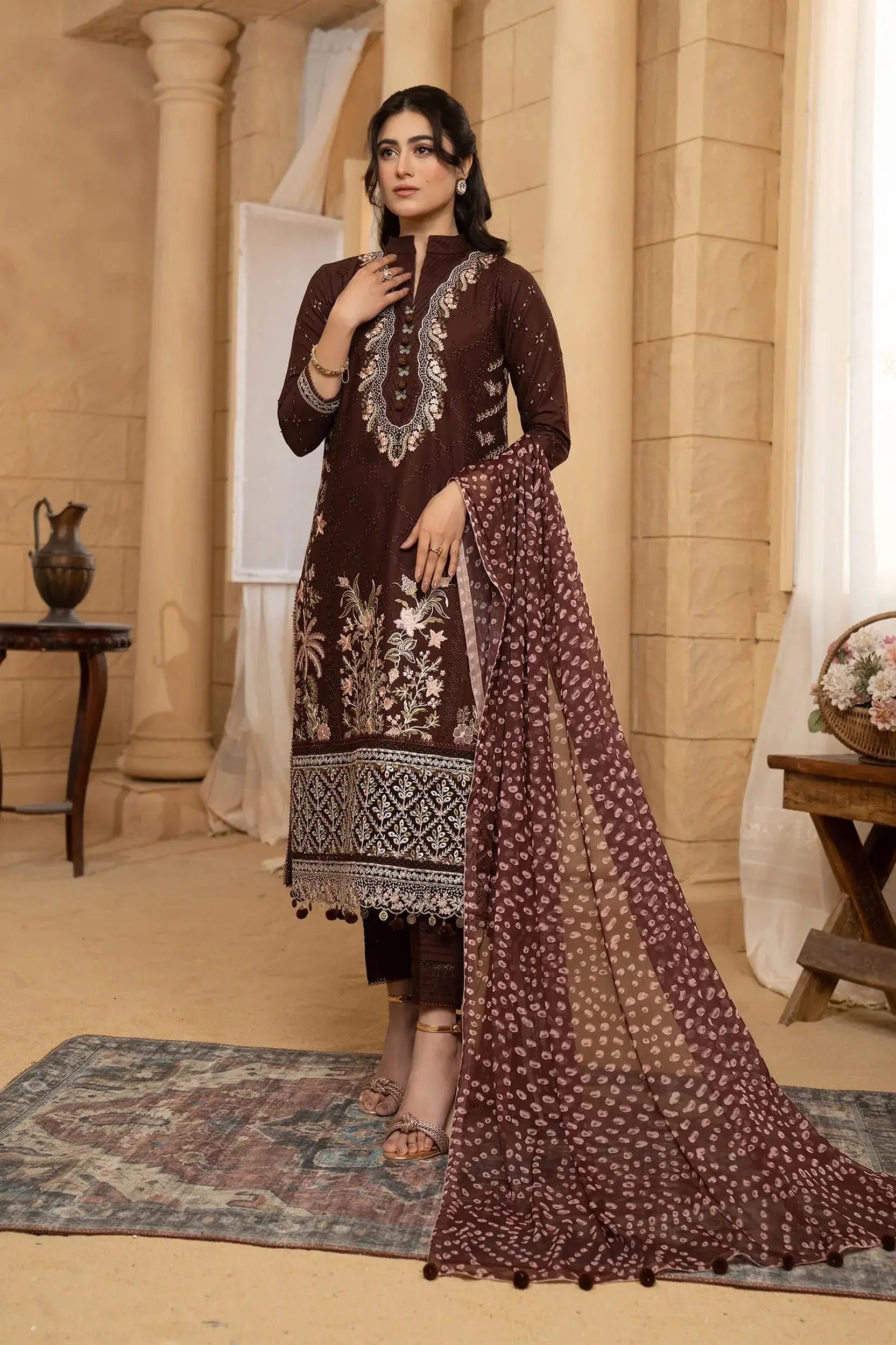 Hemstitch | Summer Luxury Lawn 24 | Mulberry - Pakistani Designer Dress - by Hemstitch | Type: Luxury - 100% Original at Saira Sultan