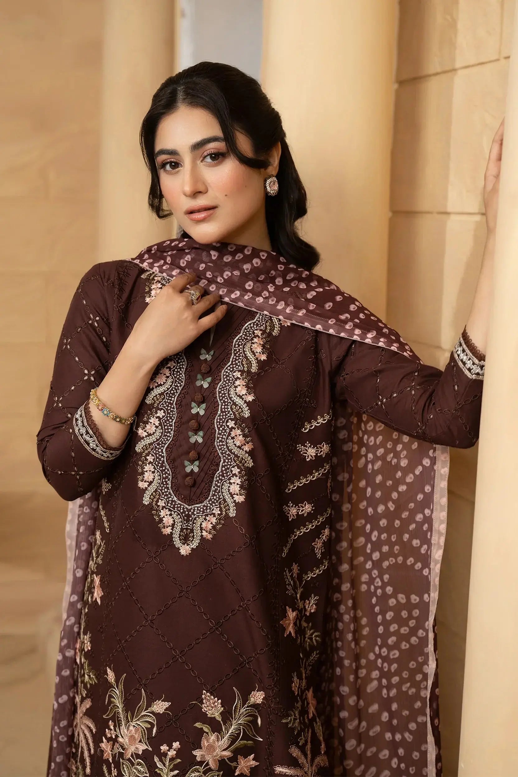 Hemstitch | Summer Luxury Lawn 24 | Mulberry - Pakistani Designer Dress - by Hemstitch | Type: Luxury - 100% Original at Saira Sultan