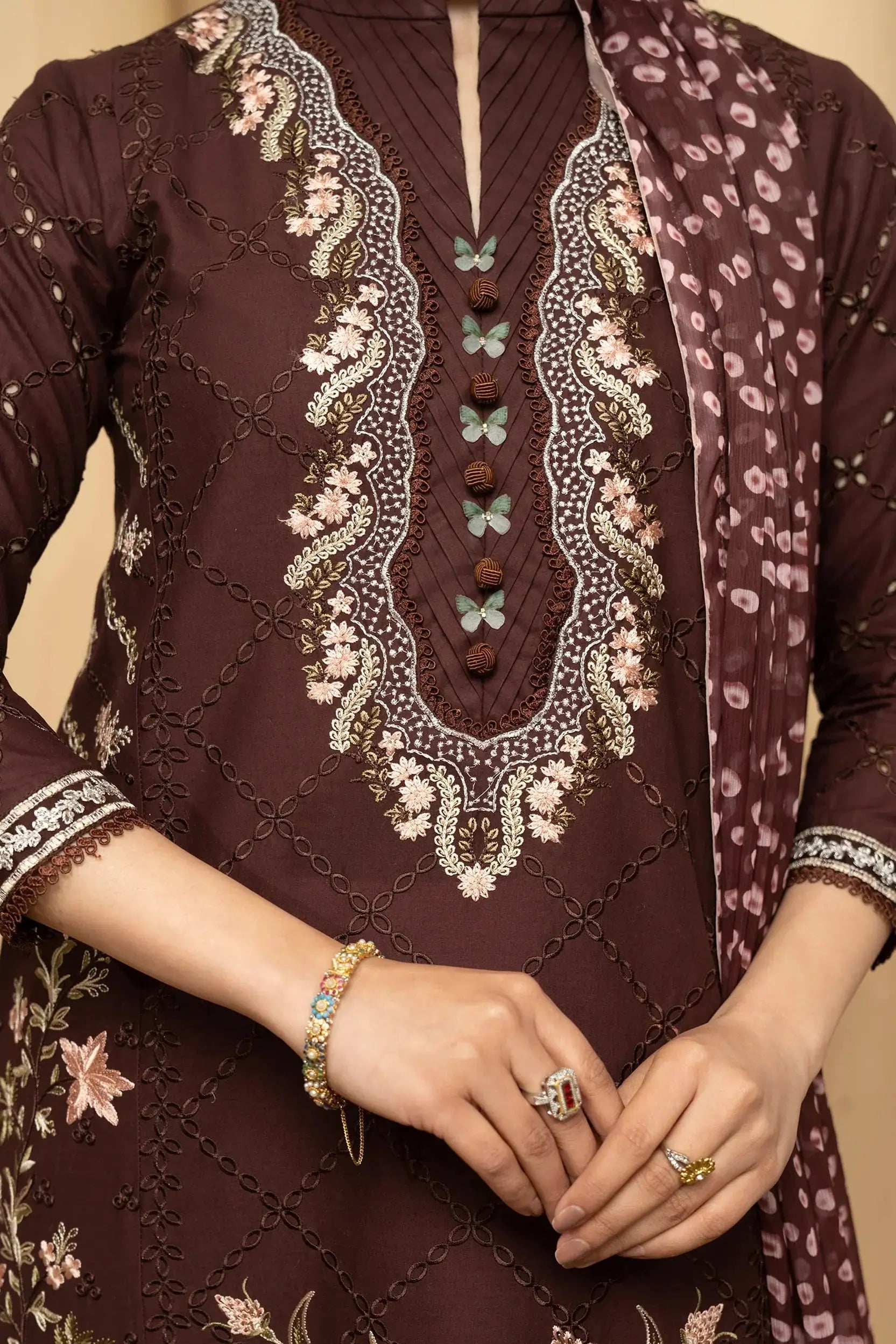 Hemstitch | Summer Luxury Lawn 24 | Mulberry - Pakistani Designer Dress - by Hemstitch | Type: Luxury - 100% Original at Saira Sultan