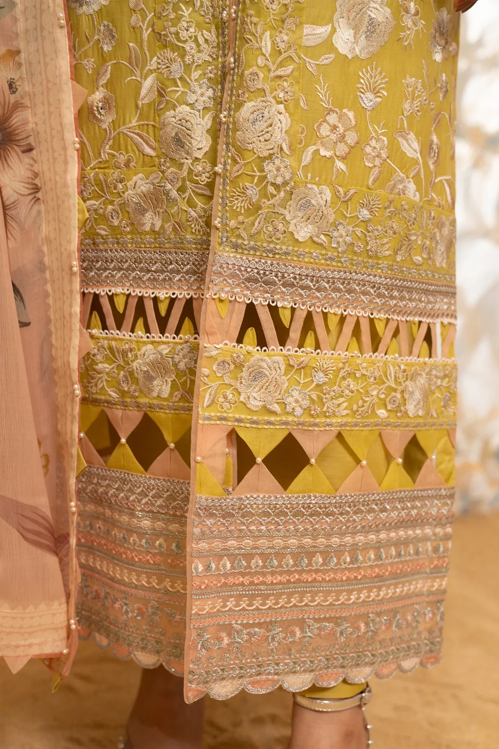 Hemstitch | Summer Luxury Lawn 24 | Lime - Pakistani Designer Dress - by Hemstitch | Type: Luxury - 100% Original at Saira Sultan
