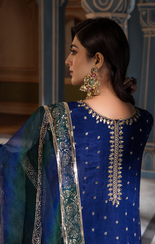 Maya | Mehr o Mah Formals | NOVERA S Dark Blue Thai Silk