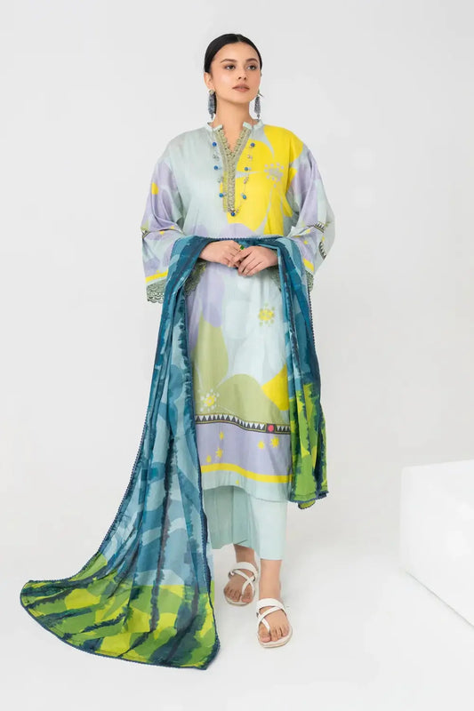 Ittehad | Printed Lawn 24 | IP3P07-3PS-LGR - Pakistani Designer Dress - by Ittehad | Type: Casuals - 100% Original at Saira Sultan