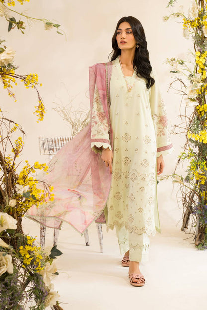 Iznik | Lawnkari 24 | UE-198 SILKGREEN - Pakistani Designer Dress - by Iznik | Type: Formal - 100% Original at Saira Sultan