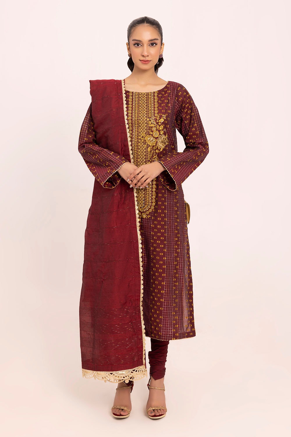 Gul Ahmed | Taara 25 | MJ-42038 XS Maroon Jacquard
