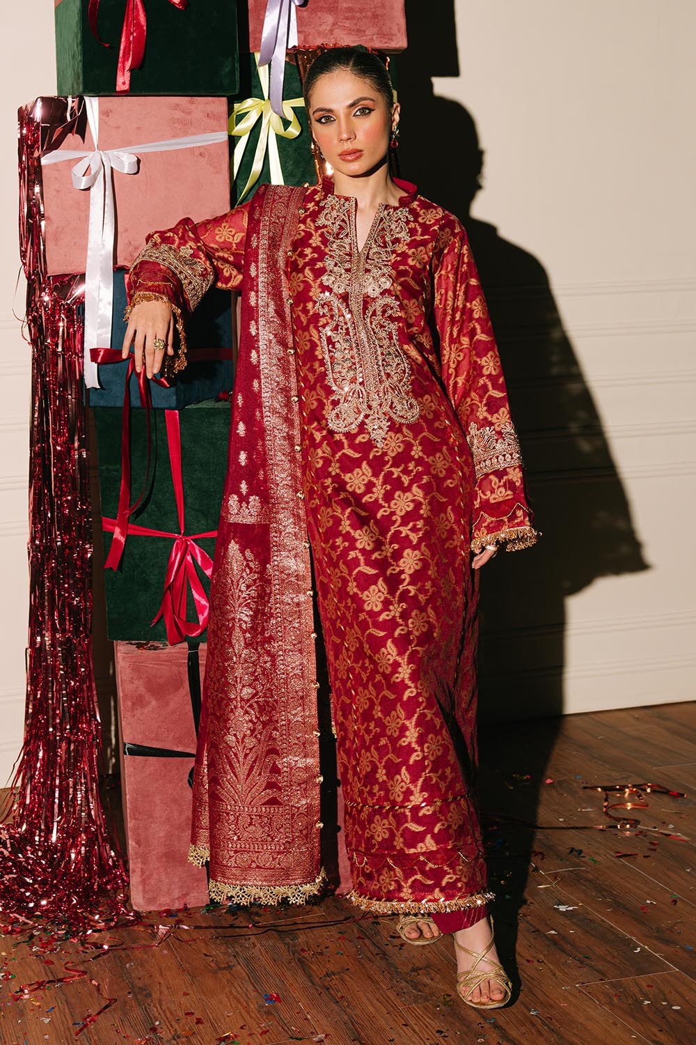Gul Ahmed | Festive Eid 25 | FE-52073 Custom Size Red Jacquard