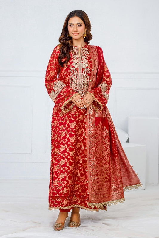 Gul Ahmed | Festive Eid 25 | FE-52073 XS Red Jacquard