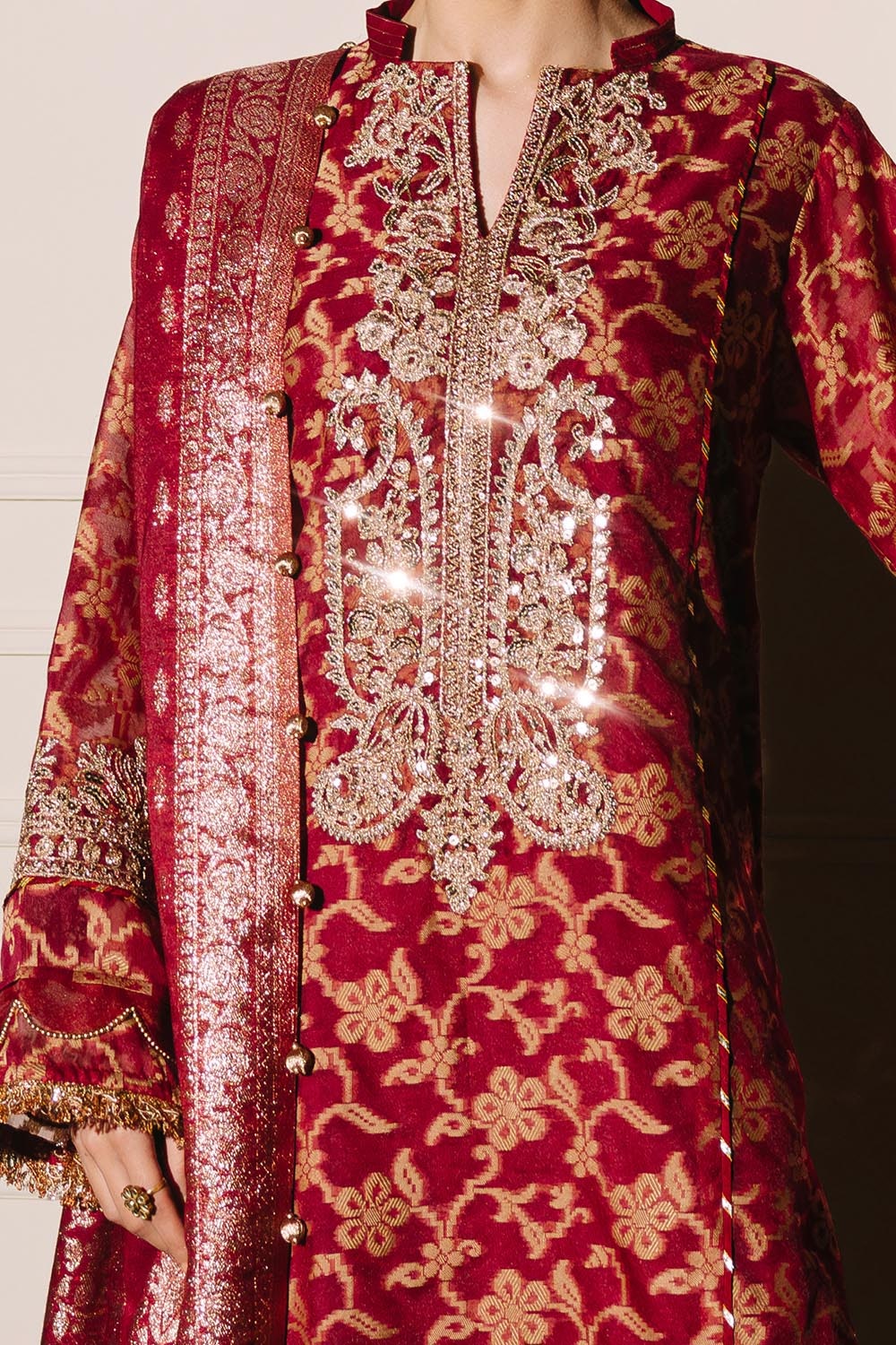 Gul Ahmed | Festive Eid 25 | FE-52073 M Red Jacquard