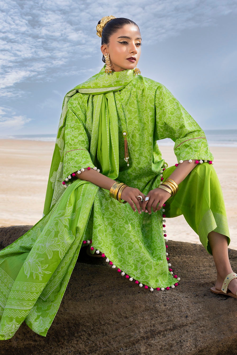 Gul Ahmed | Taara 25 | JD-42009 Custom Size Forest Green Jacquard