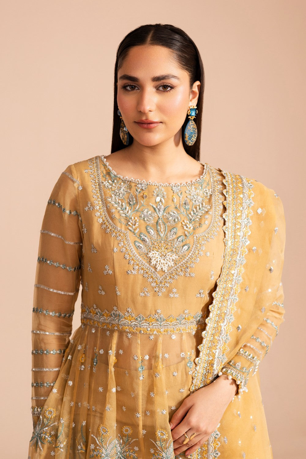 Maryum N Maria | Zircon Formals | JAHANANA - MS40074 L Dust Yellow Organza