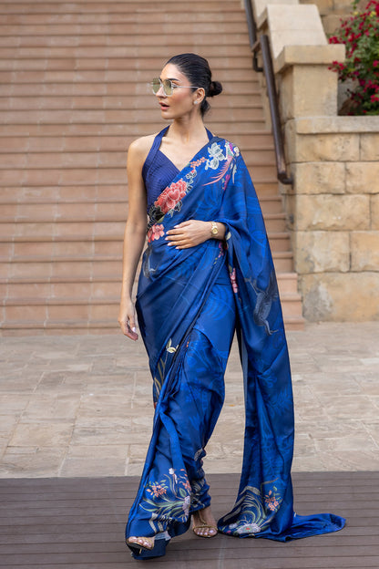 Saira Rizwan | Resort Collection 25 | DIVA-SRRC05-25 XL Royal Blue Charmeuse Silk