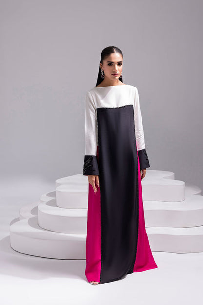 Amani | Aira Festive Wear | LYRA Floor-Length Color Block Kaftan in Raw Silk - Pakistani Designer Dress - by Amani - Type : Ladies Clothes - 100% Original at Saira Sultan